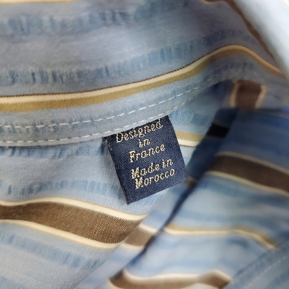 Faconnable Shirt Men XL Oxdord Striped Club Deauville Button Up Front - Picture 8 of 13